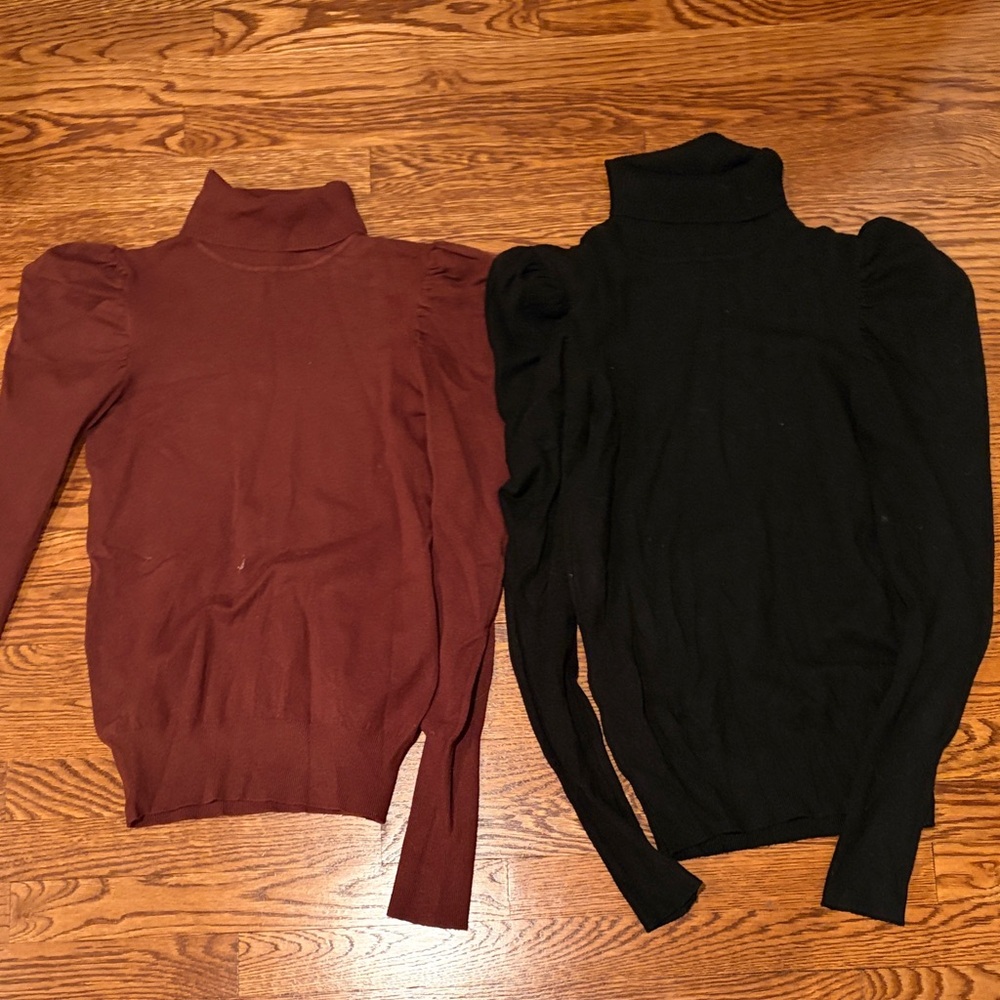 Elegant Black and Brown Turtleneck Sweaters